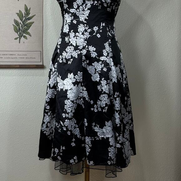 90s Y2k Satin Floral Halter Babydoll Dress Dark Coquette Dolly Coquette Femme M - Picture 4 of 4